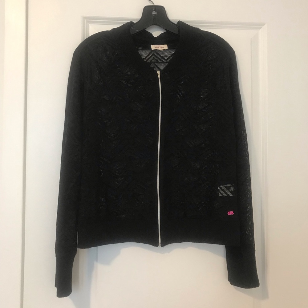 pink lotus black nylon top size M made in USA